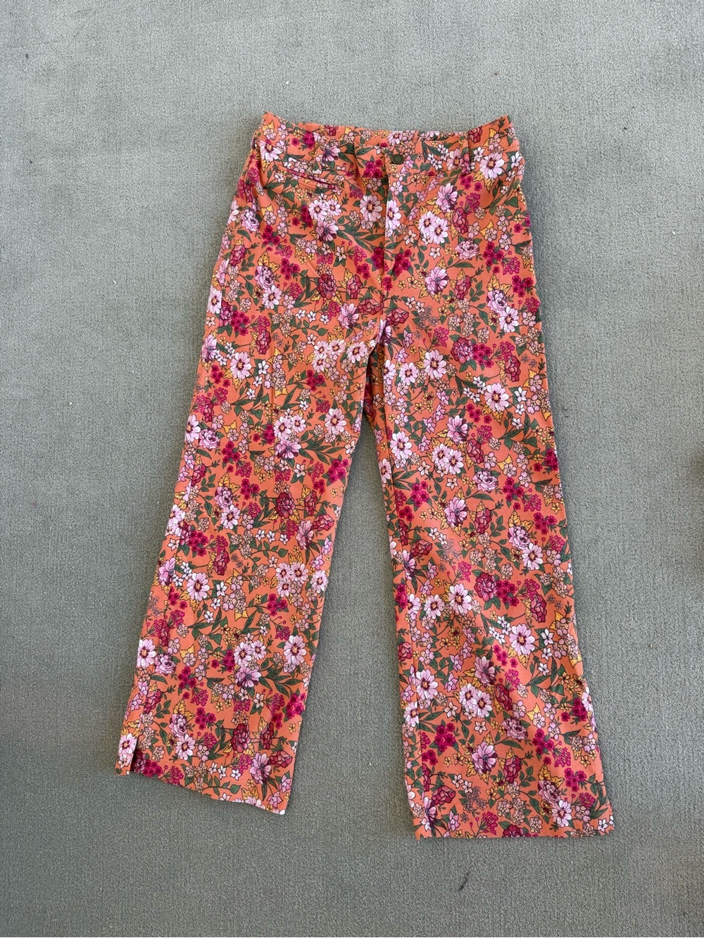 Adyson Parker Cropped Wide-Leg Pants - Orange Pink Floral
